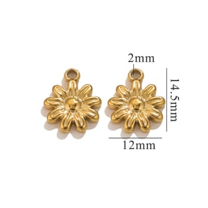 1 Piece Simple Retro Style Cartoon Flower Shape Stainless Steel  Gold Color Women's Pendant h5 